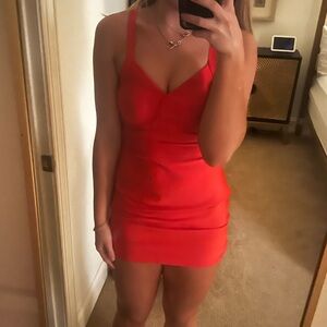 Red stretchy mini dress